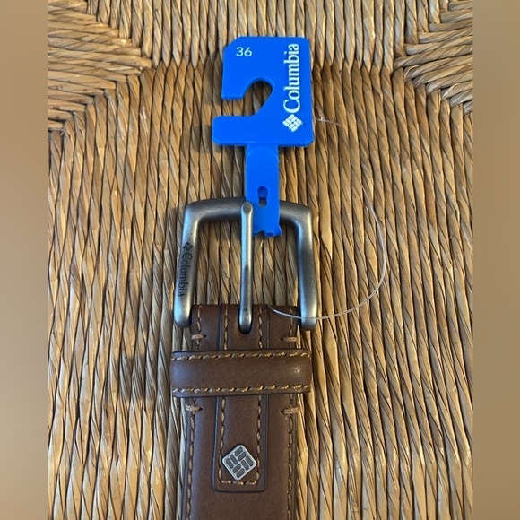 🆕 Columbia Men’s Logo Everyday Casual Dress Brown Belt Sz 36 leather lined NWT - Picture 4 of 10